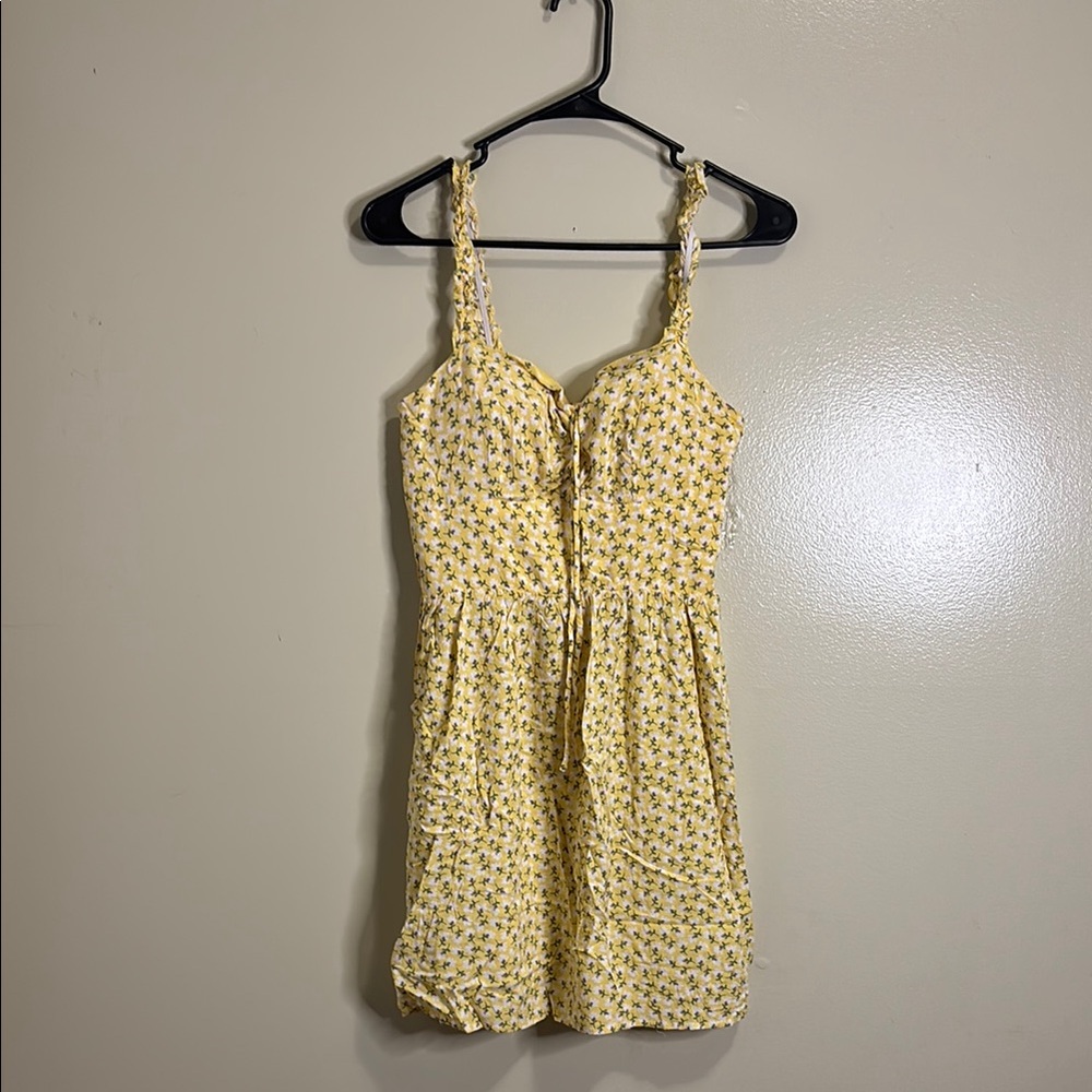 Yellow Floral Sundress with Tie Front